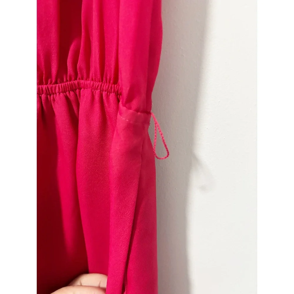 Express Ruffle Neck Dress Womens XS Pink Sleeveless Elastic Waist Pockets